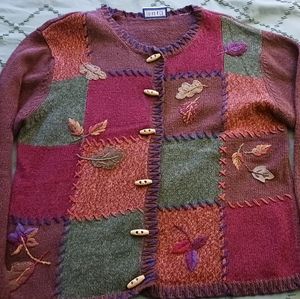 COPY - Beautiful embroidered fall vintage cardigan sweater, S/M